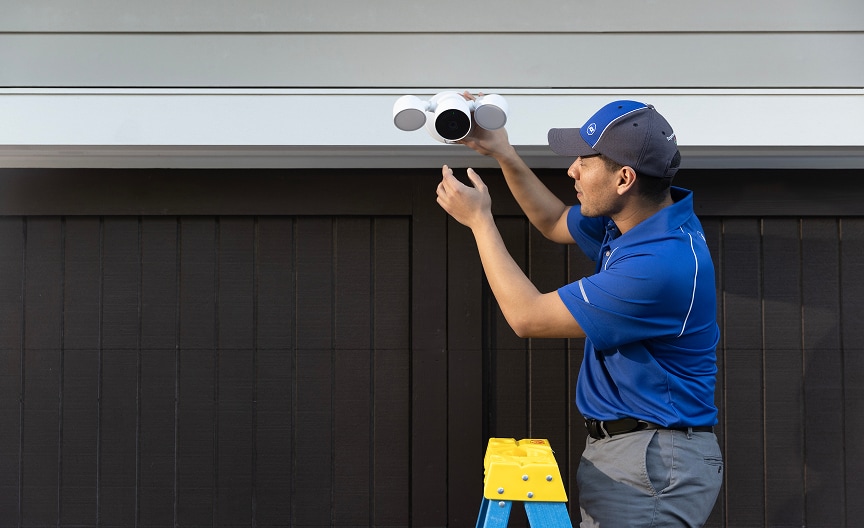 ADT employee installing Google Nest Doorbell